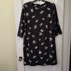 NWT Old Navy Black Floral Long Sleeves Sheath Midi Dress